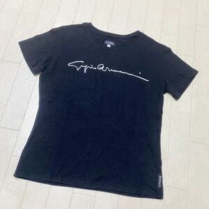 3617☆ ARMANI JEANS アルマーニ ジーンズ トップス 半袖Tシャツ クルーネックTシャツ レディース USA6 ブラック イラスト