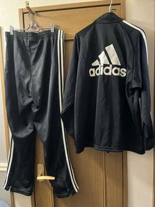 レア adidas 90s パフォーマンス デカロゴ ジャージ セットアップ 上下セット 万国旗 タグ アディダス トラック ジャケット パンツ 黒