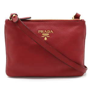 PRADA プラダ ショルダーバッグ 斜め掛け ポシェット 2WAY クラッチバッグ レザー レッド 赤 ゴールド金具