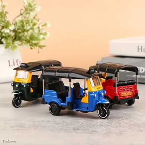 ミニチュア ダイキャストカー トゥクトゥク3色セット タクシー おもちゃ リゾートスタイル 雑貨 レトロ インテリア 三輪自動車 雰囲気作り