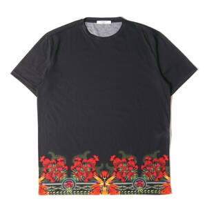 GIVENCHY ジバンシィ Tシャツ サイズ:S 極楽鳥花 グラフィック クルーネック 半袖Tシャツ ブラック 黒 トップス カットソー