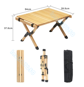 小型 54*39.5*37.6cm ブナ 屋外 エッグロールテーブル ポータブル 屋外折りたたみテーブル キャンプ ピクニック 家庭用 便利実用