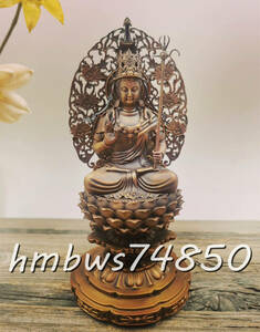 「密教法具 寺院仏具」極上品 虚空蔵菩薩坐像 仏像 仏教工芸品 銅製 磨き仕上げ 高さ15cm