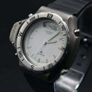 電池新品 CITIZEN ALTIMETER シチズン アルティメーター C040-088450Y クォーツ デジアナ 白文字盤 チタン 新品ラバーベルト メンズ腕時計