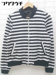 ◇ AZUL BY MOUSSY アズールバイマウジー ボーダー ニット ジップアップ ジャケット サイズM ホワイト ブラック レディース