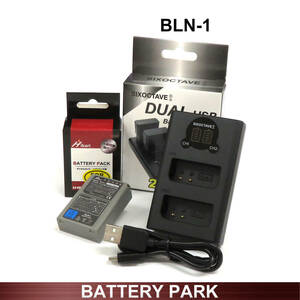 BLN-1 OLYMPUS　大容量 互換バッテリー　1個と　互換充電器 DUAL２個同時充電可能 OM-D E-M1 OM-D E-M5 OM-D E-M5 Mark II PEN E-P5 PEN-F