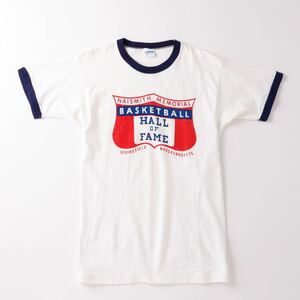 【未使用】70s champion Teeshirt basketball Vintage Teeヴィンテージ チャンピオン リンガー Tシャツ USA製 染み込みプリント 半袖T