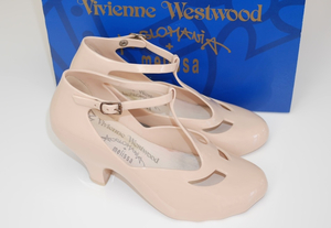 24,000円 限定メリッサVivienne Westwoodパンプス ラバーシューズ サンダル ハイヒール23.5 cmサイズ37ベージュ ストラップ ヒールパンプス