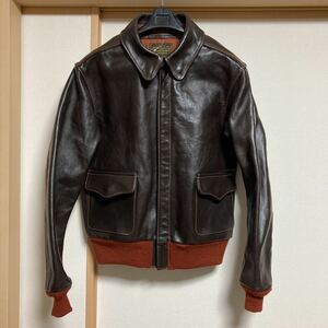 【美品】THE FEW ザ フュー ROUGH WEAR CLOTHING CO. ラフウェア 馬革 ホースハイド A-2 フライトジャケット 赤リブ サイズ40