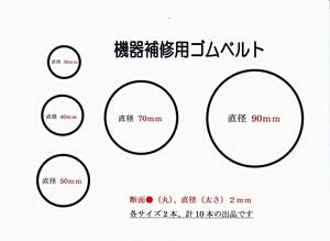 ■■ ５サイズ／各２本　シリコーンゴムベルト 断面●２ｍｍ ■■