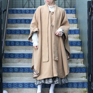 EU VINTAGE STOLE DESIGN WOOL OVER PONCHO COAT/ヨーロッパ古着ストールデザインウールオーバーポンチョコート