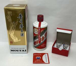 【ST18629MG】未開栓 貴州茅台酒 キシュウマオタイシュ マオタイ酒 天女ラベル MOUTAI KWEICHOW 中国酒 500ml/43% 箱有 グラス付 957g