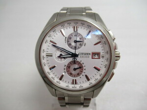 CITIZEN シチズン EXCEED エクシード 腕時計 H800-Ｔ020160 電波ソーラー メンズ アナログ 3針 デイト クロノグラフ 稼働品 ジャンク扱い