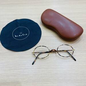 【H10393OR】 1円～ 白山眼鏡店 hakusan 伊達眼鏡 レンズなし ゴールドカラー ブラウンカラー 眼鏡ケース付き 眼鏡フレーム