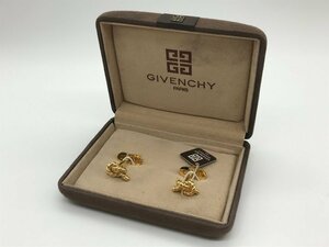 ■【YS-1】 ジバンシィ GIVENCHY カフス ■ GP ゴールド系 トップ1,5cm ■ ケース付き 日本製 【同梱可能商品】K■