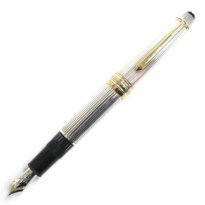 美品▼MONTBLANC モンブラン マイスターシュテュック ル・グラン ソリテール SV925 ペン先18K 万年筆 シルバー×ゴールド EFニブ 重量47.1g