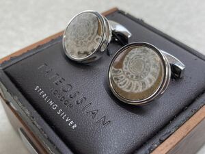 新品　タテオシアン（英）　カフリンクス スターリングシルバー×アンモナイト化石　世界限定１００個デッドストック 現在定価１０万円ほど