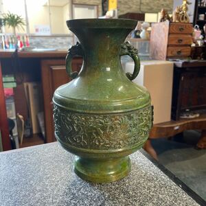 【店G-52】銅製花瓶 銅製花器 骨董品 古美術品 高さ23横16㎝