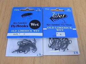 Ken Sswada Fly hooks Wet OLD LIMERICK WET TD4 #6　使いかけ品