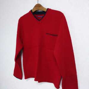 日本製 HRM BLUEBLUE Vネックセーター 赤 SM