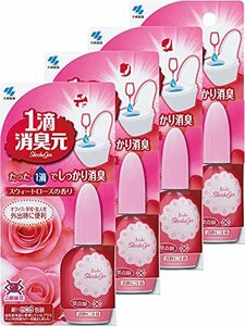 【まとめ買い】消臭元 消臭芳香剤 トイレ用 スウィートローズの香り 20ml (約640滴分)×4個 (おまけ付)小林製薬