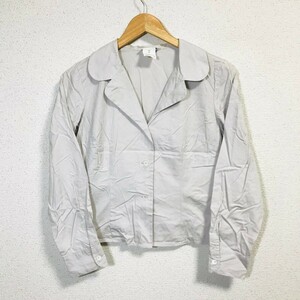 H6273dL 日本製 agnes b. アニエスベー サイズ2 (S～M位) 長袖 コットンジャケット シャツジャケット 薄手 グレー レディース 綿100% 