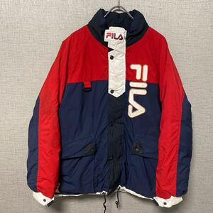 レア 90s FILA SPORT フィラ ビンテージ ヴィンテージ 中綿 ナイロン ジャケット ロゴ スペシャル デザイン アメリカ USA 古着 ストリート