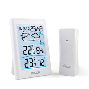 ホワイト 温湿度計 室内 室外 デジタル ワイヤレス 温度計 湿度計 外気温湿度計 高精度 天気予報 LCD大画面 バックライト 