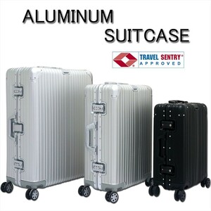 アルミニウム製スーツケース 色シルバー Lサイズ 89L 28インチ 日本製ダブルキャスター TSAロック採用 キャリーケース 旅行かばん