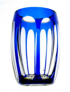 美 OLD ST LOUIS オールドサンルイ ブルーの被せクリスタル グラス リキュール 日本酒 カット装飾 上質クリスタル アンティーク