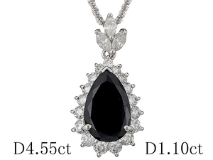 ブラックダイヤ/4.55ct ダイヤモンド/1.10ct デザイン ネックレス K18WG