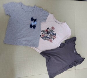 半袖Tシャツ 女の子 Tシャツ　ユニクロ　PAUL & JOE　コラボ　西松屋　130　中古　まとめて3枚