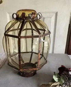 古いガラス瓶 照明傘 ①アンティーク インテリア 飴色 昭和レトロ アンティーク