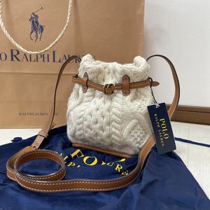 新品 POLO RALPH LAUREN ラルフローレン ショルダーバッグ レザー ウール 未使用タグ付き