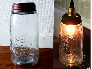 新品☆In The Bottle Lamp☆ガラス製ランプシェードMASONS L　メイソンジャー花瓶ビンテージdetailアンティーク北欧ボトルランプ瓶アメリカ