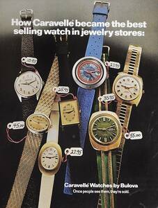 稀少・時計広告！1972年ブローバ 時計広告/Bulova Caravelle Watch/Q