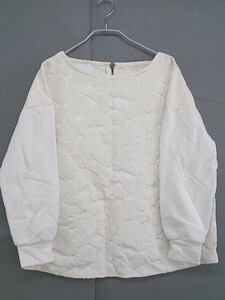 ◇ Dot＆Stripes?CHILDWOMAN バックジップ 花刺繍 長袖 カットソー サイズ F ホワイト アイボリー レディース メンズ
