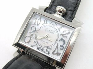 1円◆稼働◆ ガガミラノ ナポレオーネ パールホワイト クオーツ メンズ 腕時計 M21601