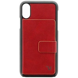 【在庫処分】 MS Products iPhoneX iPhoneXs (5.8インチ) 【+U】Smith/カード収納ポケット付PUケース【レッド】