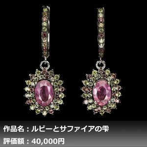 【1円新品】イケゾエガレ｜4.00ct 天然ピジョンブラッドルビー&サファイア K14WG仕上ピアス｜作家モノ｜本物保証｜NGL鑑別対応