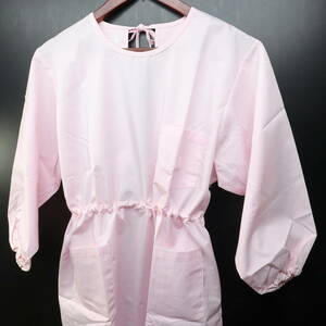 ◆モンブラン◆男女兼用◆3Lサイズ◆袖付き 看護士エプロン 介護服 ピンク系◆予防衣 ナース ワンピース型
