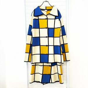 90年代 初期 HYSTERIC GLAMOUR 90s ヒステリックグラマー ニット ブロックチェック セットアップ スカート ジャケット Hs9-55