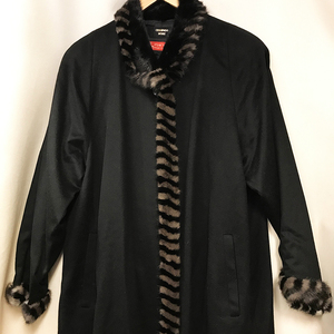PIACENZA ピアチェンツァ カシミヤ 100％ 襟・袖 ミンク ロングコート ブラック フリーサイズqof.2201