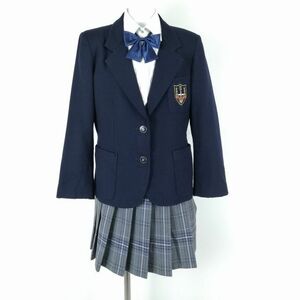 1円 ブレザー ミニスカート リボン 上下4点セット 冬物 女子 学生服 東京玉川聖学院中学高校 紺 制服 中古 ランクB EY9957