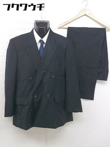 ◇ TAKASHIMAYA 総裏地 ネーム刺繍あり ダブル パンツ スーツ 上下 ネイビー メンズ