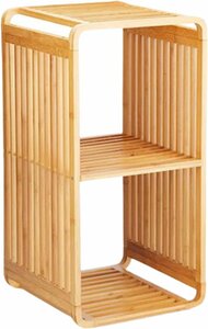 2段 バンブー オープンシェルフ オープンラック 本棚 飾り棚 竹 サイドテーブル 組み立て式