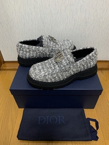 43 新品 24ss DIOR Buffalo ローファー カナージュ ツイード ディオール