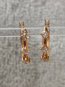 ☆k18pg★天然ダイヤ0.12ct☆ピアス★16