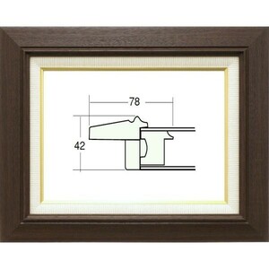 額縁　油絵/油彩額縁 木製フレーム 3427 ガラス付 サイズ F8号 ブラウン