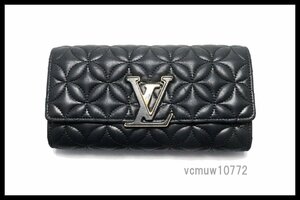 近年モデル希少美中古■LOUIS VUITTON フラワーキルティング ポルトフォイユカプシーヌ レザー 2つ折り長財布 ルイヴィトン■0425ud760197